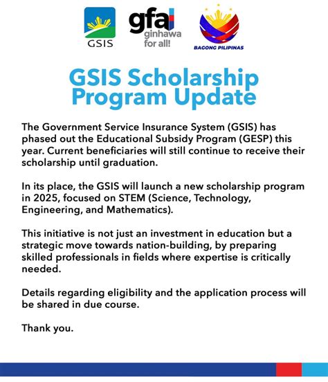 GSIS Scholarship Program Update – Government Service .